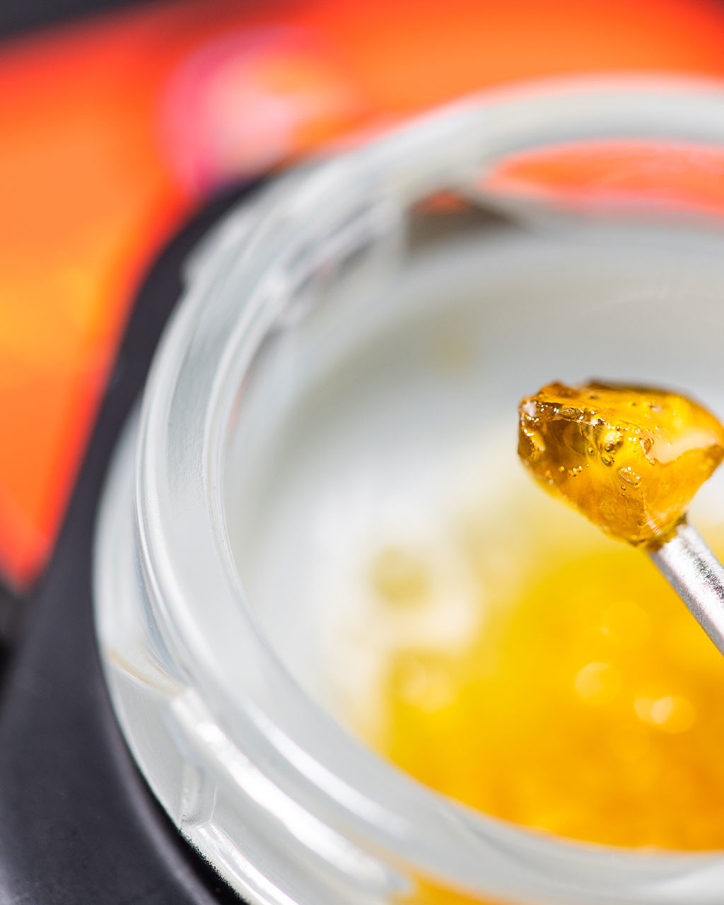 A macro shot of Clear Creek Extracts live resin, made in Evergreen, Colorado